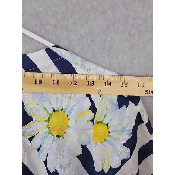 NWT Luiselle Italy 100% Linen White Floral Daisy SS Sundress Womens Med Pockets - Picture 10 of 13